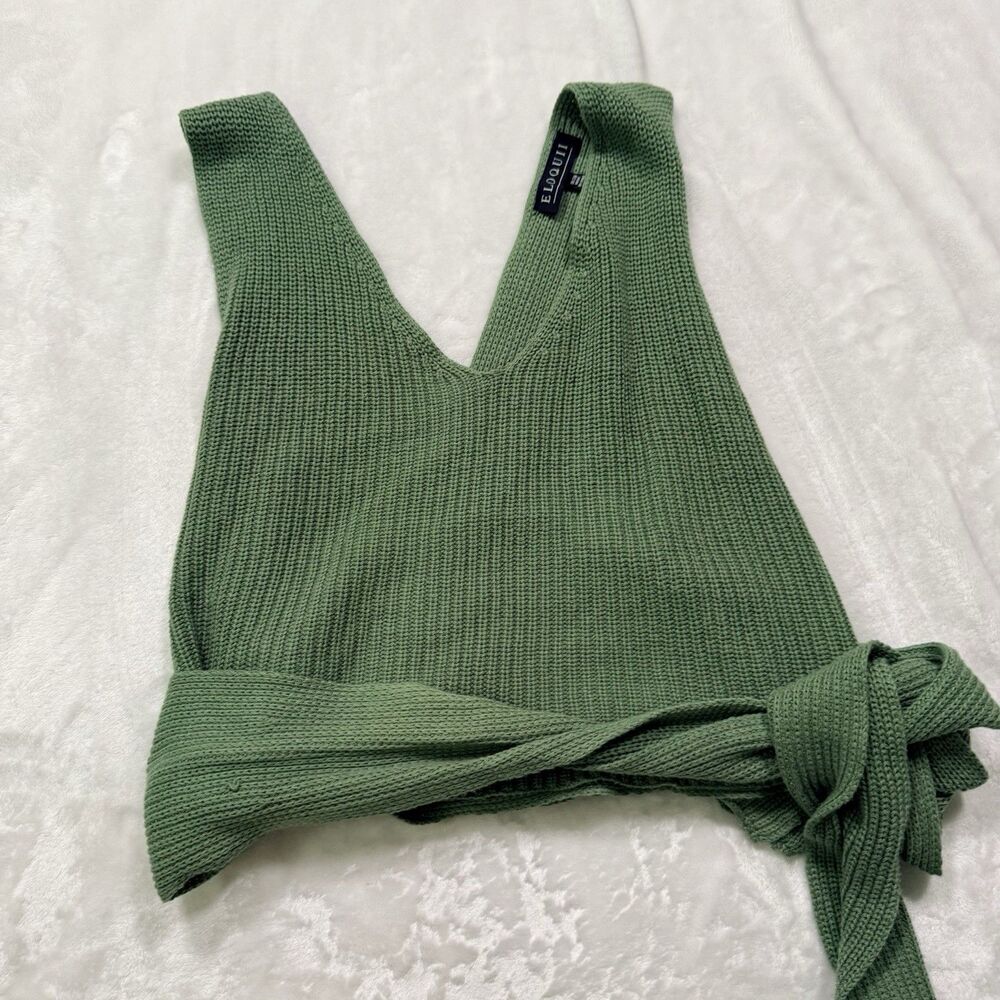 ELOQUII Green Knit Tank with Tie Waist Size 18/20